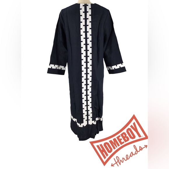 NWT- Tuckernuck Blue and White Casual Dress with Cuffed 3/4 Sleeves Size L - Picture 3 of 6